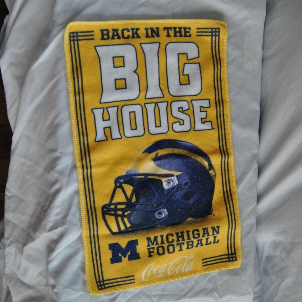University of Michigan Football Back in the Big house Hand Towel by Coca Cola